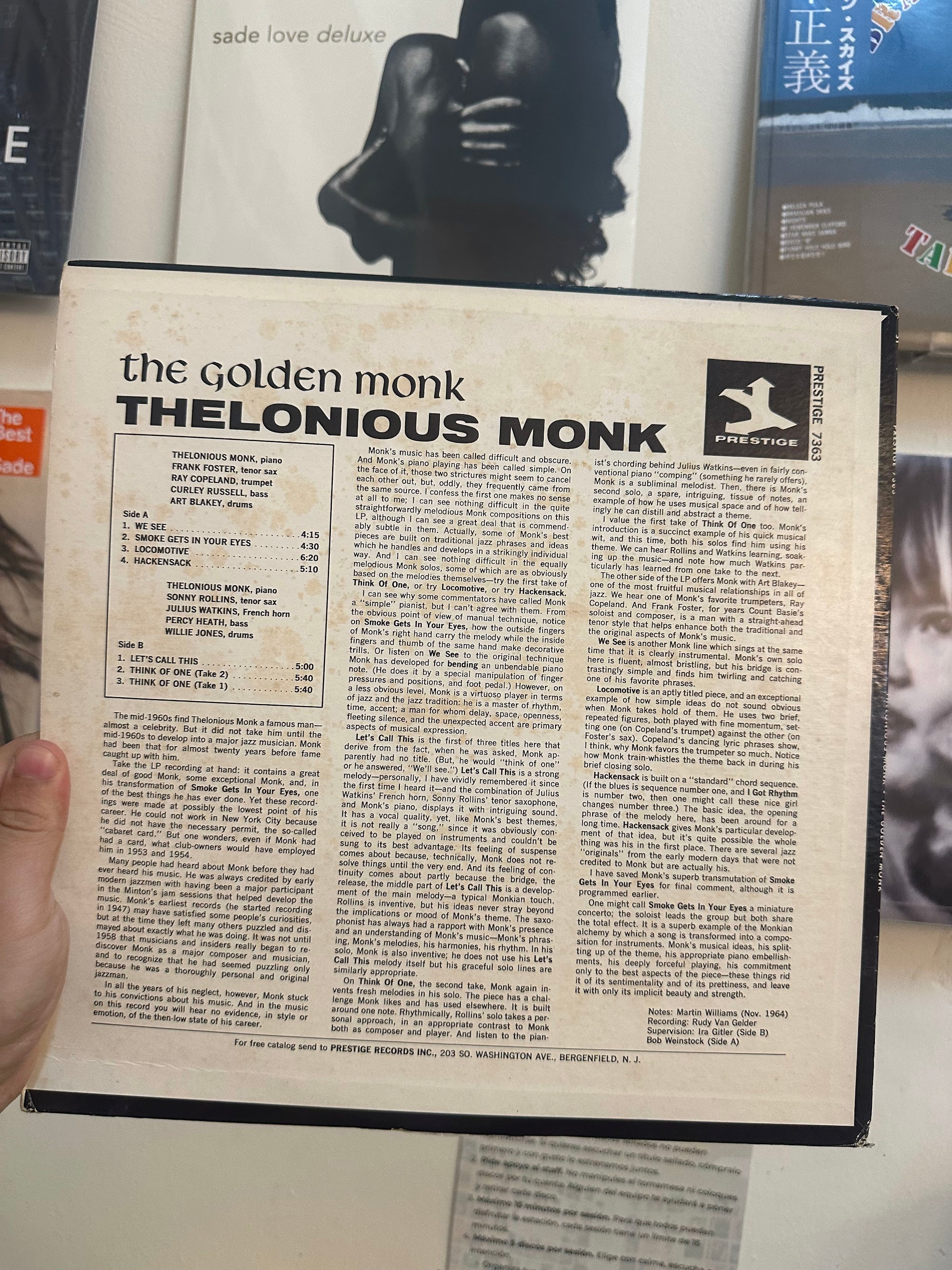 Thelonious Monk The Golden Monk back