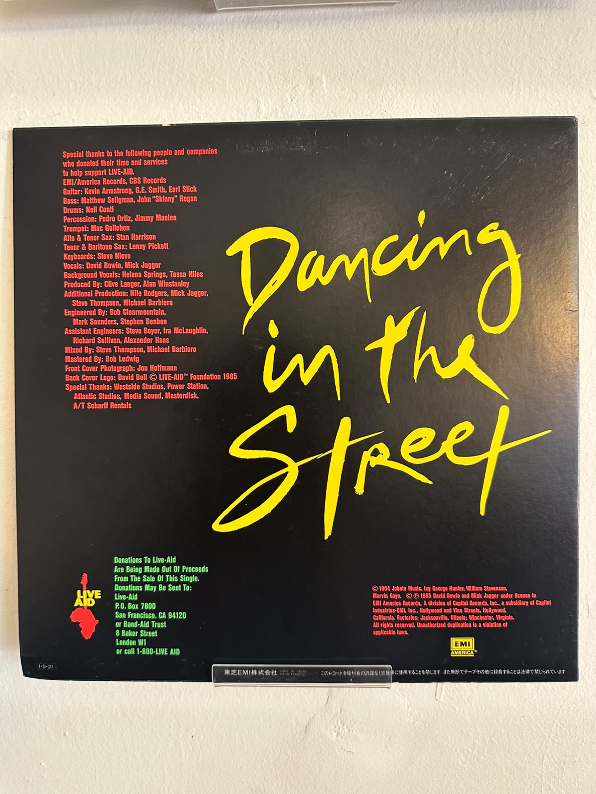 David Bowie And Mick Jagger – Dancing In The Street (1985, Japan, EMI America)