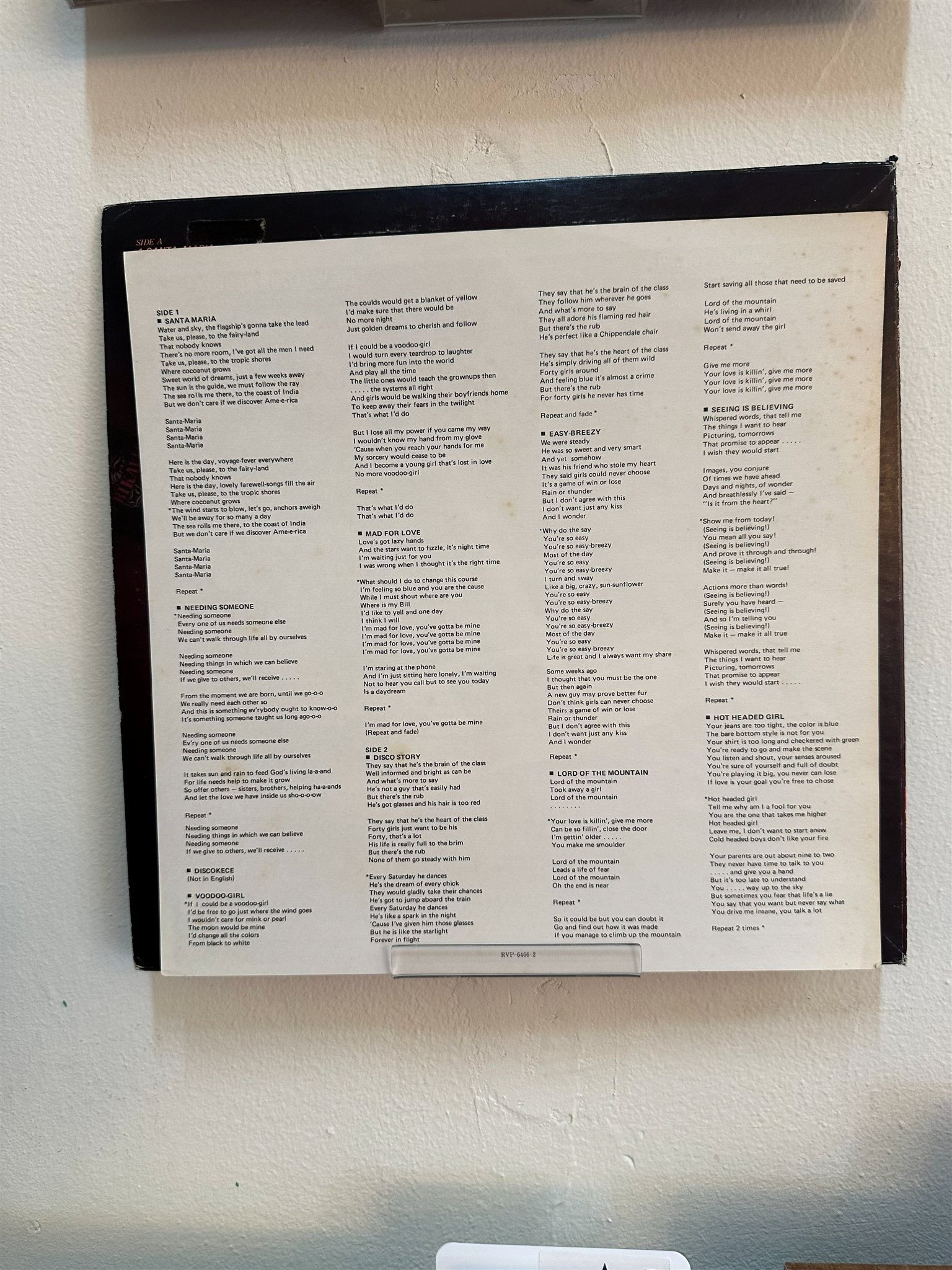 Newton Family – Newton Family (JPN 1980) — Insert 2