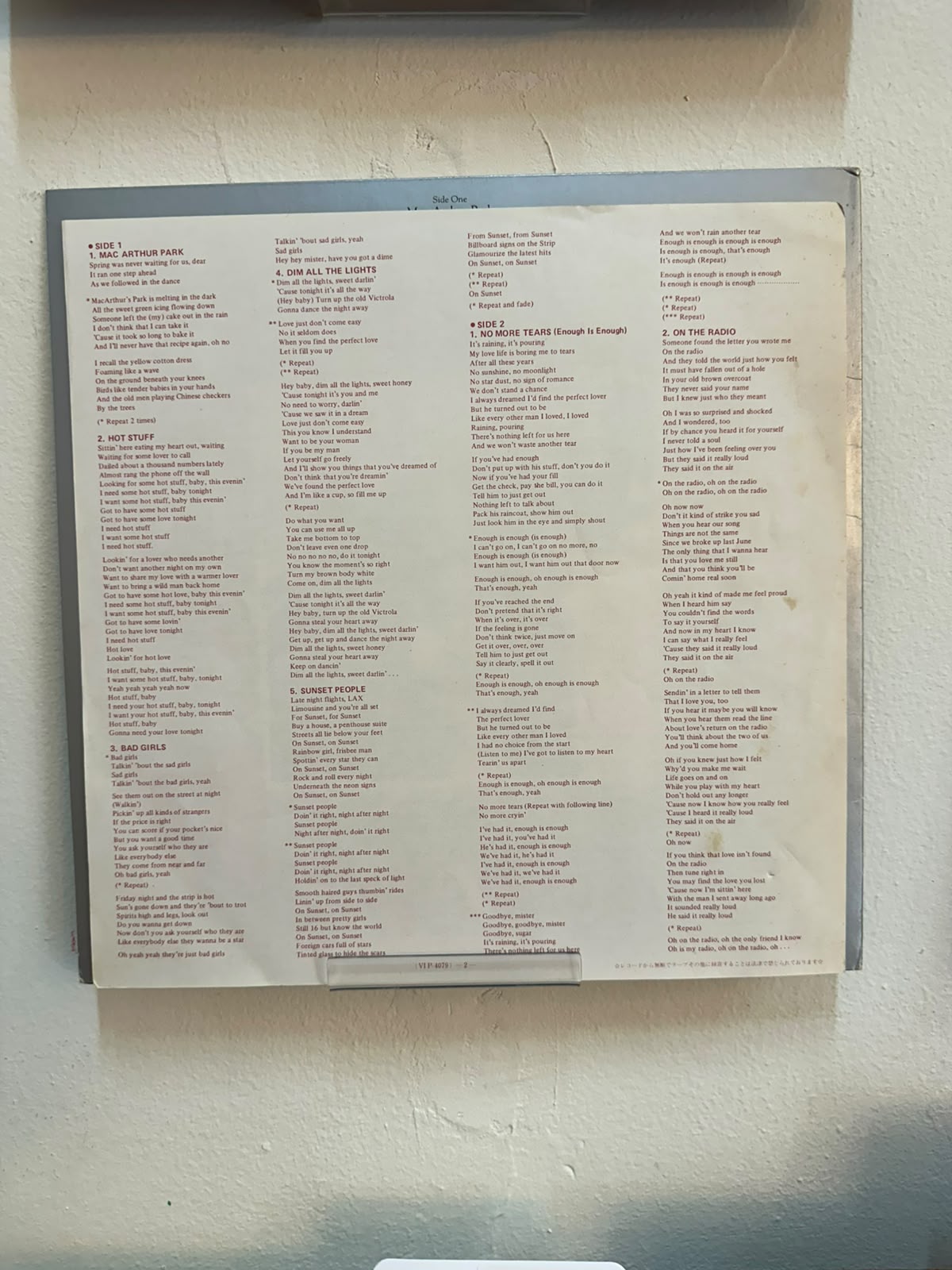 Donna Summer – Greatest Hits - Volume Two (JPN-1979)